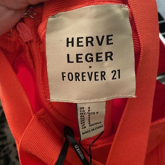 Herve Leger x Forever 21 One Shoulder Cutout Mini Dress Coral Orange NWT - Picture 11 of 16